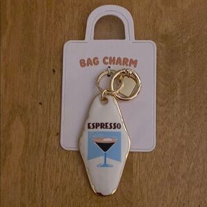 Anthropologie Espresso Martini Motel Key Bag Charm with Gold Accents